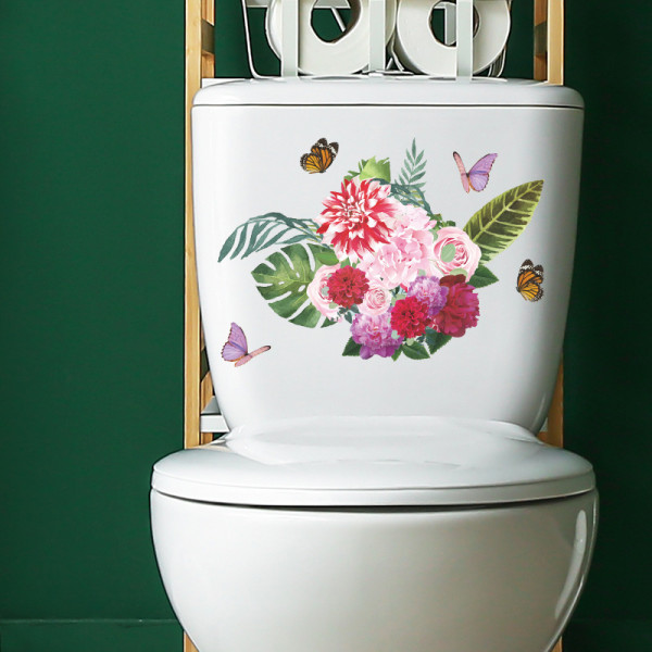 Seinätarrat ja seinämaalaukset Kukka WC-istuimen seinätarra Kylpyhuoneen sisustus Tarrat Sisustus Perhonen