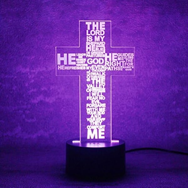 3D Jesus Gud Kors Nattlampa Illusionslampor 7 Färgväxlande Touch Switch Bordsskiva Dekorationslampor