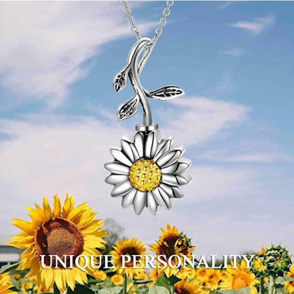 Solrosblommor Öppningsbar Husdjursurna Hänge Halsband Halsband Nyckelben Kedja, Halsband Souvenir Kremering Hår Minnessmycken