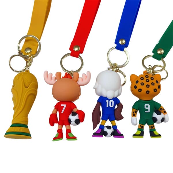 FIFA World Cup Älg Maskot Silikon Nyckelring med Turneringstema Snodd & 3,2cm Dimensionsdetaljer