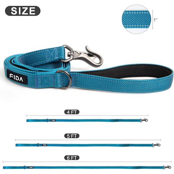 4 FT Heavy Duty Hundekobbel med 2 komfortable polstrede håndtak, trafikkhåndtak og avansert enkel snørekrok, reflekterende gåledning for store, mellomstore og S Blue4FT 4 Feet (Pack of 1)