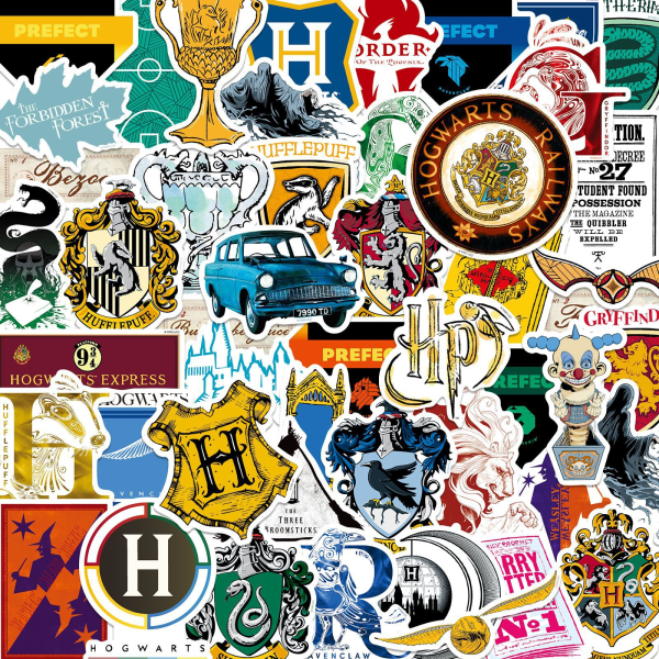 Harry Potter akvarellivinyylitarrat, 50 set , vedenpitävä ja UV-kestävä, sopii kaikille laitteillesi, Tylypahkan noituuden ja velhon akatemia