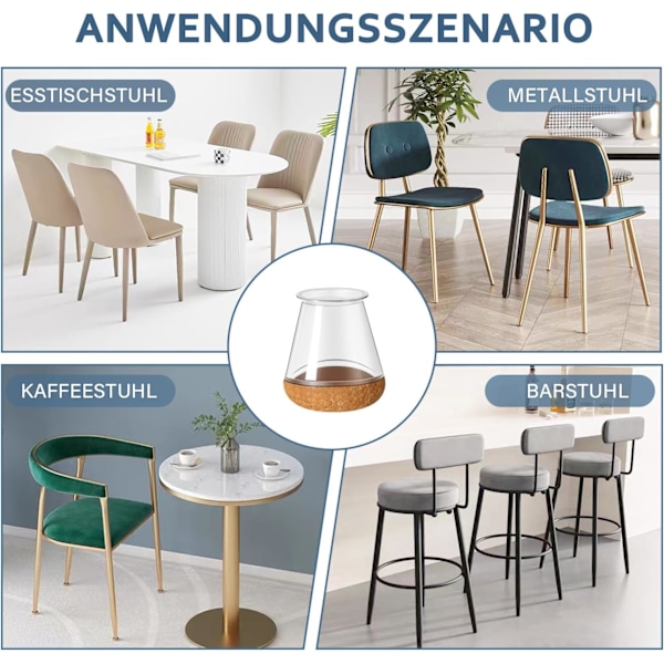 20 st runda silikonstolsbensskydd, transparent skyddshätta, stolsben med filtglidare, golvskydd, diameter 23-33mm 2.3-3.3cm