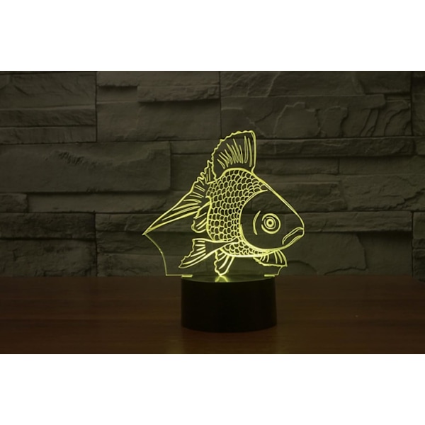 3D Guldfisk Fjernbetjening 16 Farve Natlys Illusion Akryl LED Bord Sengelampe Børneværelse Skrivebords Dekoration Fødselsdagsgaver Legetøj til Børn