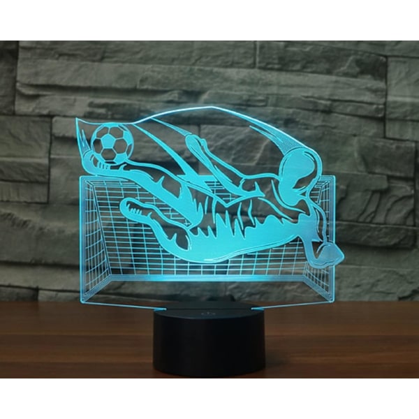 3D Fotball Keeper Fjernkontroll 16 Farger Nattelysbilder Illusions Akryl LED Bord Nattbord Lampe Barn Soverom Skrivebord Dekor Bursdagsgaver
