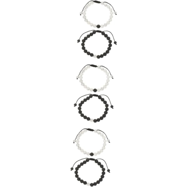 WJ 6 delar par flätat armband par pärlor armband Chakra pärl armband Naturligt armband herr armband Bond armband för par Bangl Assorted Colorsx3pcs 7X7X0.8CMx3pcs