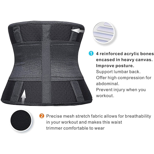 Kvinder Talje Træner Slet Bælte Mave Kontrol Talje Trimmer Slankende Mavebånd Shaper Black XL