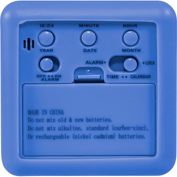 Mjuk blå kub LCD väckarklocka 3,55 tum x 3,55 tum x 2,75 tum