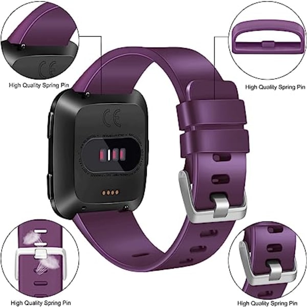 3 st 23 mm mjuka silikonband för Fitbit Versa 2 / Fitbit Versa / Fitbit Versa Lite Classic justerbara sportband (utan tracker) (stora)