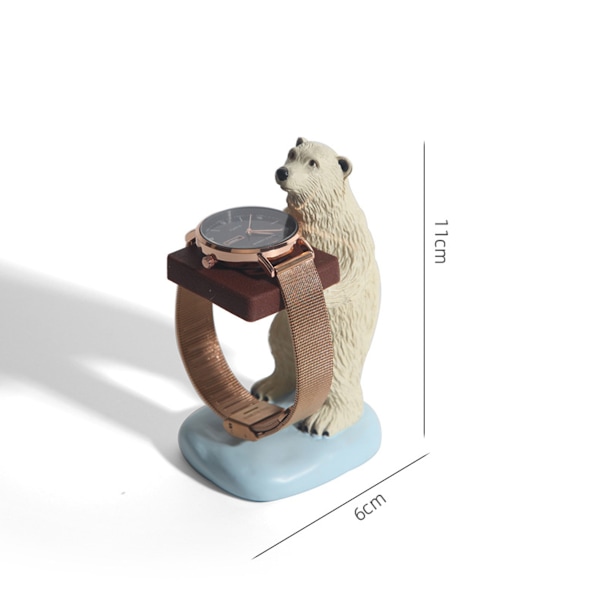 Isbjörn Watch Stand Holder Sängbord Organizer Finger Ring Display Smycken Enstaka Armband Showcase Plattform för Alla Modeller