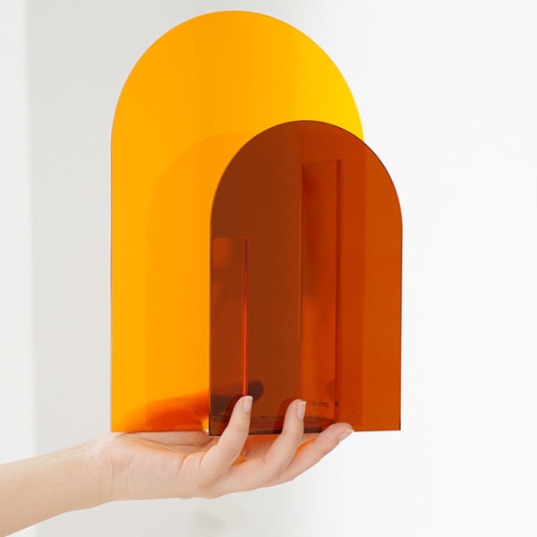 Kontorsinnovativ akryl blomvas prydnad färgglad genomskinlig snygg geometrisk vas Tawny Arch(29x21x7cm)