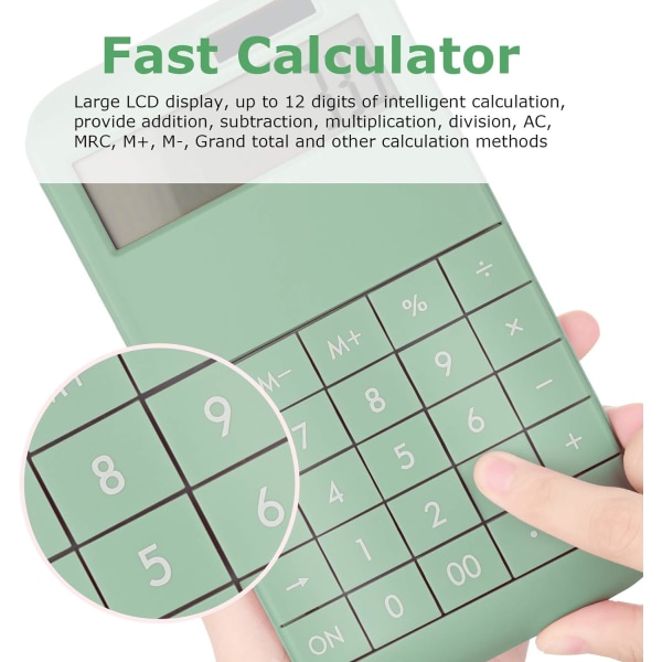 Enkel standard kalkulator 12-sifret skrivebords kalkulator med stor LCD-skjerm for kontor, skole, hjem og bedriftsbruk