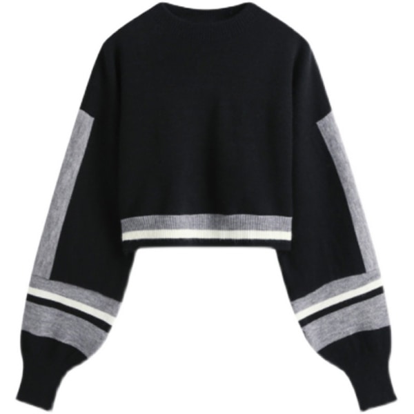 Women's Solid Long Lantern Sleeve Pullover Thin Sweater Top