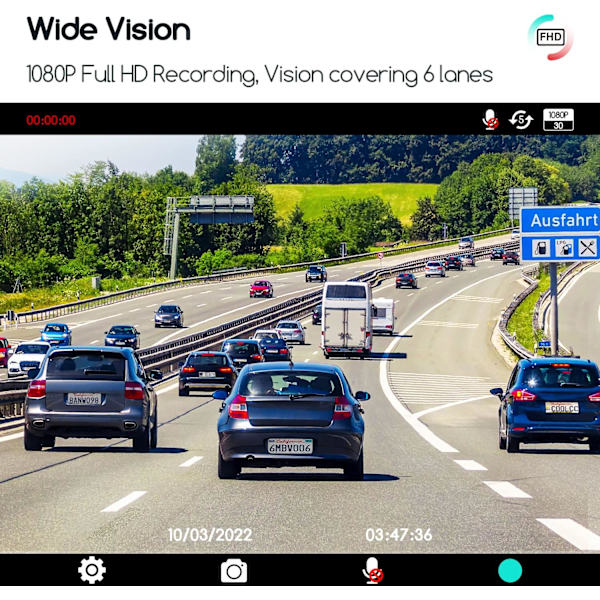 Mini Dash Cam, Dashkamera til biler FHD 1920x1080P, Dashcam Front med 2\" IPS-skærm, Bil Dashkamera indbygget nattesyn, vidvinkel, Supercapaci