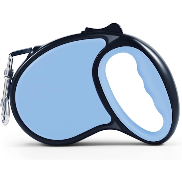 Inntrekkbar hundekobbel, 16 fot [sterk nylonbånd] 360° flokefri for små og mellomstore hunder opptil 30 pund, enhåndsbrems, pause, lås, med gavepakke Baby Blue