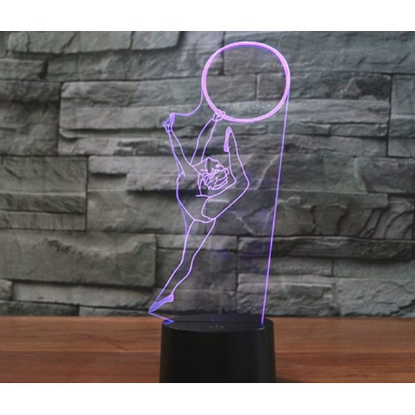 3D Gymnastikflicka Fjärrkontroll 16 Färger Nattlampor Illusion Akryl LED Bord Sänglampa Barn Sovrum Skrivbordsdekoration Födelsedagspresenter Leksak