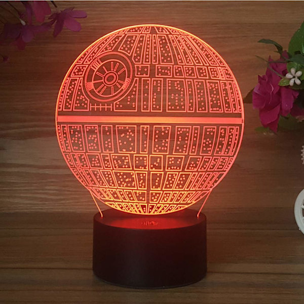 7 Fargeskiftende nattlampe 3D Atmosfære Bulbing Lys 3D Visuell Illusions LED Lampe for Barn Leke Julergave Bursdagsgaver (Star Wars)
