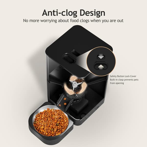 Automatiska kattmatare - Torrfoderdispenser med timer, torkmedelspåse, programmerbar portionskontroll 4 måltider per dag, 10s röstinspelare Black Transparent 4L