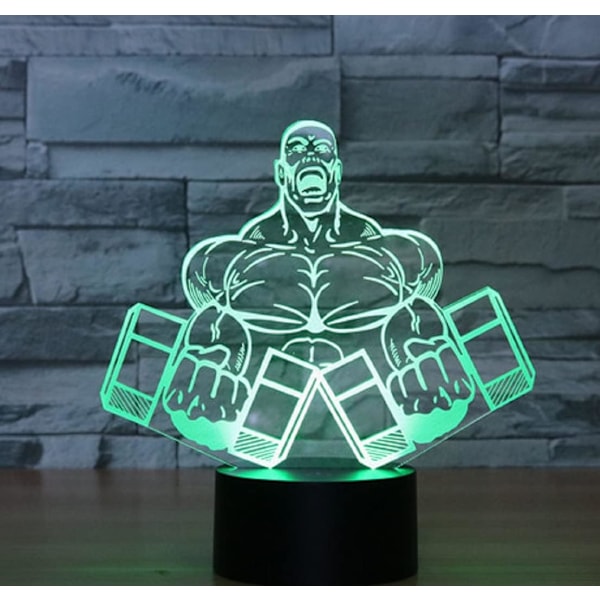 3D Hantel Fitness Fjernbetjening 16 Farve Natlys Illusion Akryl LED Bord Sengelampe Børneværelse Skrivebords Dekoration Fødselsdagsgaver Legetøj