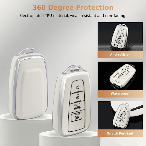 Nøglebeskyttelsescover til Toyota Camry RAV4 Corolla C-HR Avalon Highlander Prius Smart Keys Case Shell Protector Bling Keychain Tilbehør 4 Knapper TPU