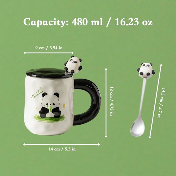 Novelty Panda Kaffeemug Gaveæske, Hvid Keramisk Kaffe Kop med Sød Panda Ske og Støvkop Låg, Sikker-Siddende Panda