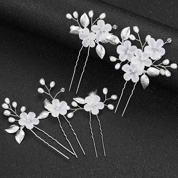 Bröllops Hårklämmor med Bröllopsblommor Kristall Bröllops Hårklämmor Pärla Blommigt Huvudbonad för Kvinnor och Flickor Pack med 5
