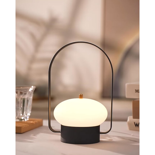 Bärbar Uppladdningsbar Bordlampa, Dimbar Nattlampa med 3 Färglägen, Batteridriven Sladdlös Lampa för Sovrum, Vardagsrum