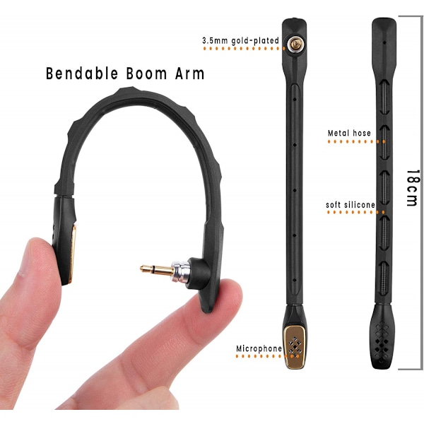 För A40-mikrofon, mikrofonersättning för Astro A40 / A40 TR-spelheadset på PS5, PS4, Xbox One, PC, Mac, telefon, brusreducerande 3,5 mm silver