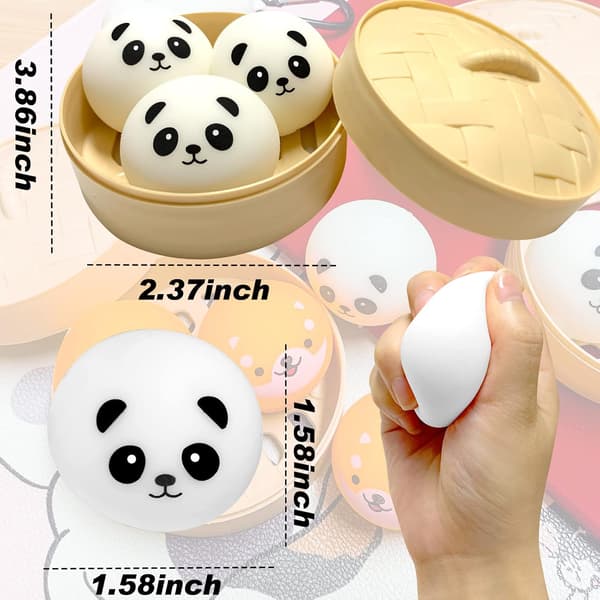3 st ångade björnfidgetleksaker, sensoriska leksaker för ångestlindring Mochi med bambuångkokare, simuleringsstressbollar stresslindrande presenter