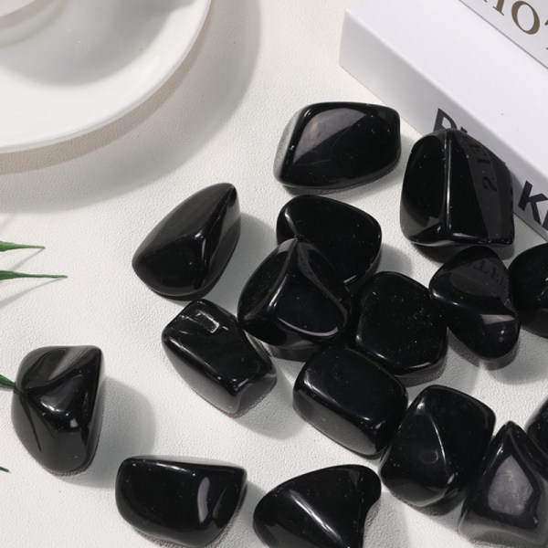 1,1 lbs Natural Black Obsidian Crystal Stone, Black Stones Bulk, Kristaller och helande stenar, tumlade polerade stenar för dekoration