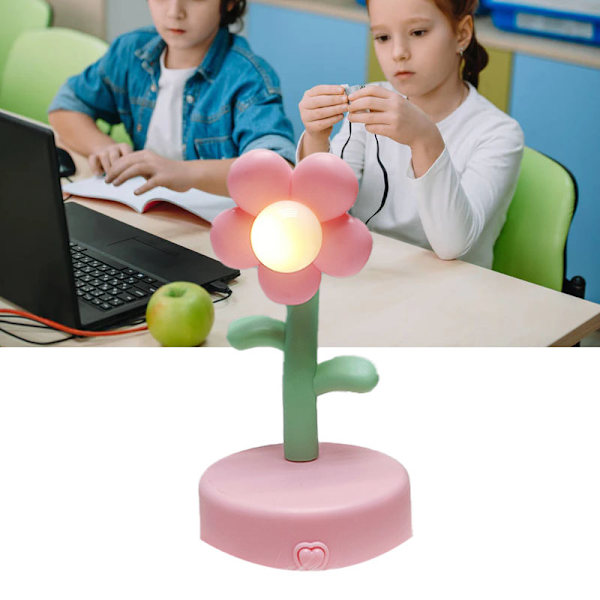 Sød blomst nattelys bærbar bordlampe dekorativ til kontor sovesal indretning Pink