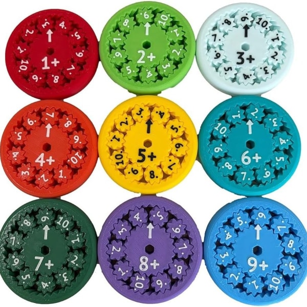 Et sett med nye MATH FIDGET SPINNERS Matematikk Fingertip Gyro Undervisning Opplysning Leker Add and subtract 9pcs 3D printed model