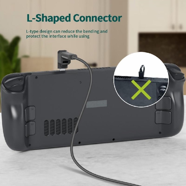 Steam Deckille sopiva 2-in-1-jatkoliitin Oikean kulman Type-C USB C -sovitin Uros-naaras Pelikonsolin lisävaruste