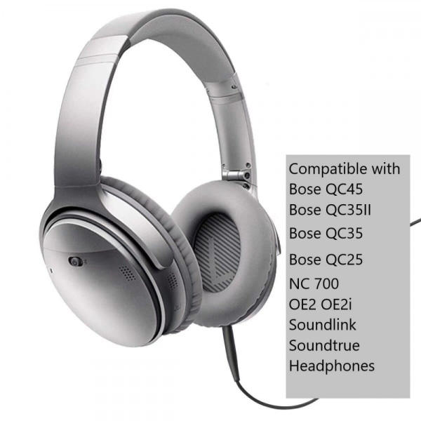 Reservekabel for lyd, forlengelseskabel 3,5 mm til 2,5 mm (1,5 m) for Bose QuietComfort QC45 QC35II QC35 QC25 NC 700 Soundlink Soundtrue-hodetelefoner Bla