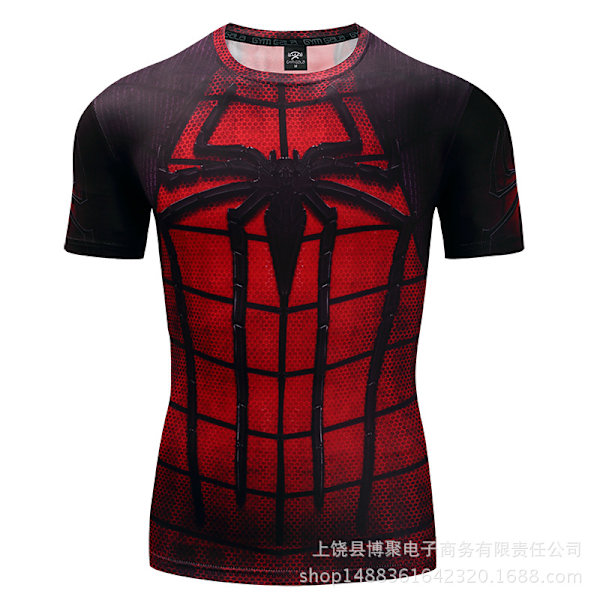Digitaltryck Superman Kortärmad Captain America Sporttights Snabbtorkande Fitness Stretch T-shirt D07 5XL