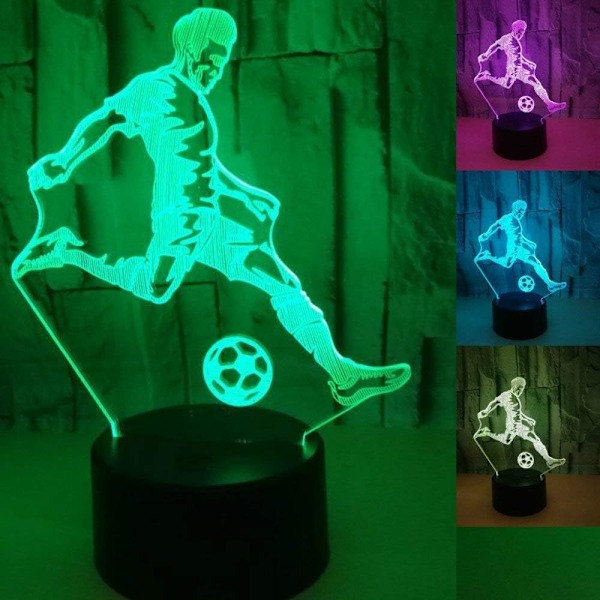 3D Fodboldspiller LED Natlys Lampe Illusion 7 Farve Skiftende Berøringskontakt Lamper Gave med Akryl Flad ABS Base USB Kabel Legetøj (Bus)