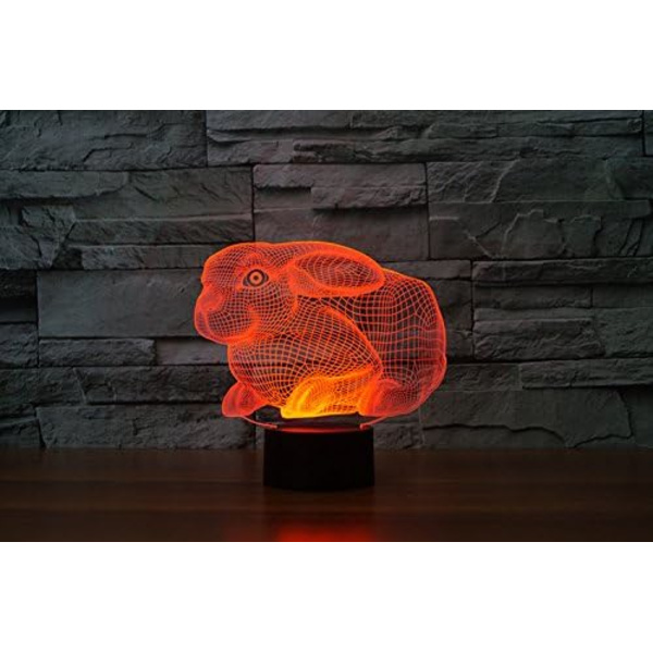 3D Kanin nattlys bordsklampe optisk illusjon lamper 7 fargeendrende lys LED bordlampe Jul Hjem Kjærlighet Bursdag Barn Barn Dekor Leke Gave