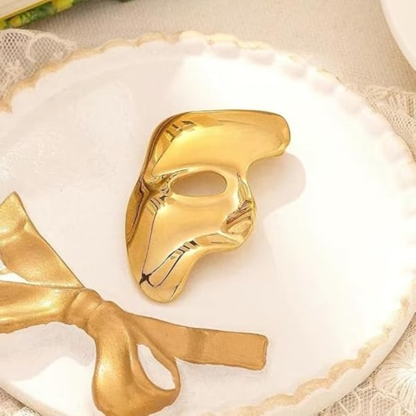 Mors Dag Presenter - Guldhjärta Brosch + Guld Fantom Mask Brosch Set.