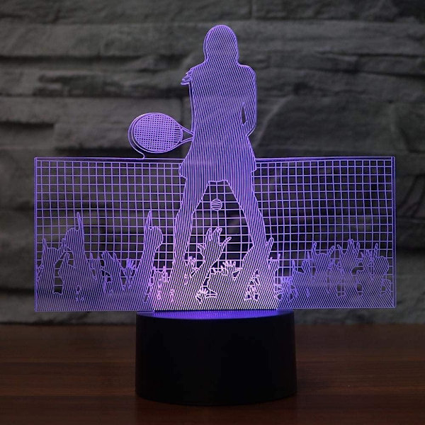 3D Tennis Fjernbetjening 16 Farve Natlys Illusion Akryl LED Bord Sengelampe Børneværelse Skrivebords Dekoration Fødselsdagsgaver Legetøj til Børn