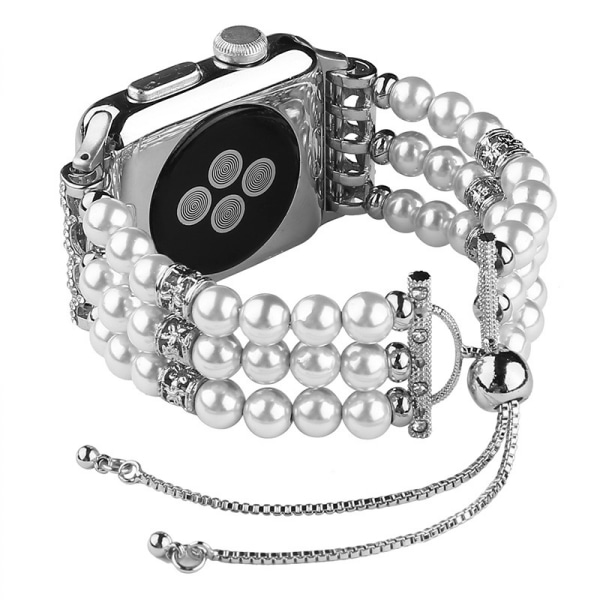 Pärlarmbandsband för Apple Watch ultra Series SE 8 7 6 5 4 3 2 1, Justerbar Agate Pearl iWatch 42/44/45 mm Smycken Armband Armband