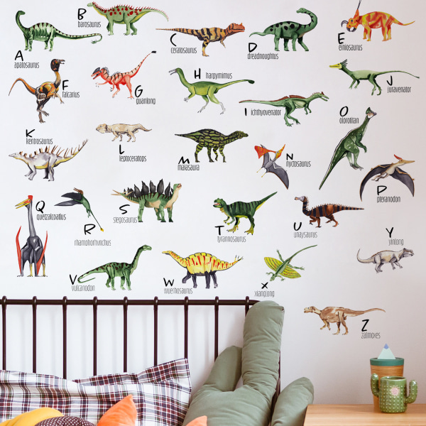 Dinosaurie-väggdekaler för barnrum, avtagbara dinosaurie-dekorationsklistermärken för pojkar, flickor och barns sovrum