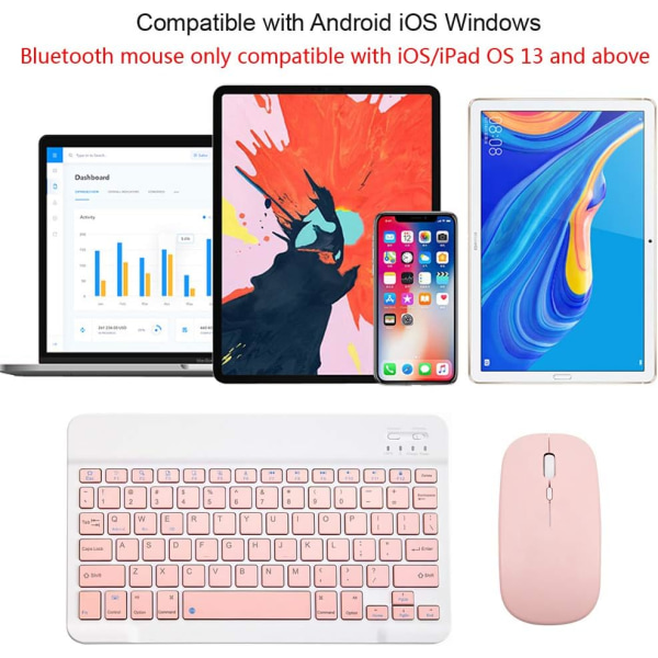 Ladattava Bluetooth-näppäimistö ja hiiri -yhdistelmä, ultraohut kannettava kompakti langaton hiiri-näppäimistö Android Windows -tabletille