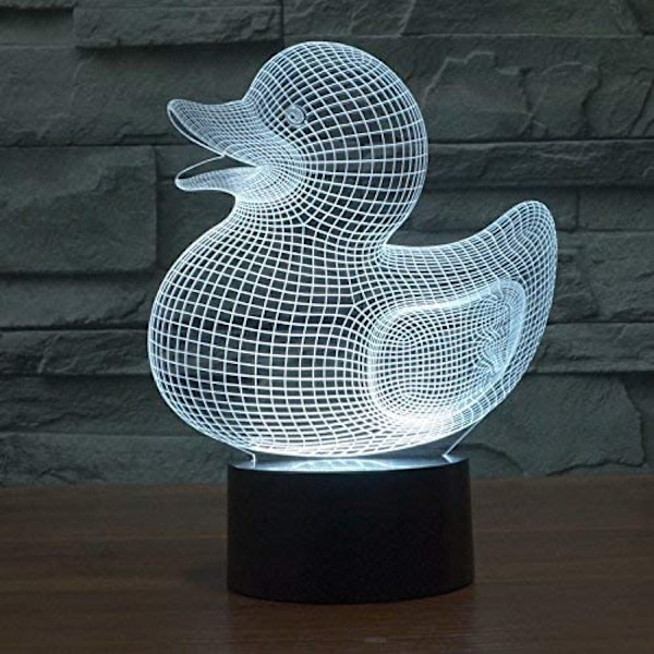 3D Andlampa med Anka Illusion Nattlampa 7 Färgväxlande Touch Switch Bordsskiva Dekoration med Akrylplatt ABS-bas (Stil 21)