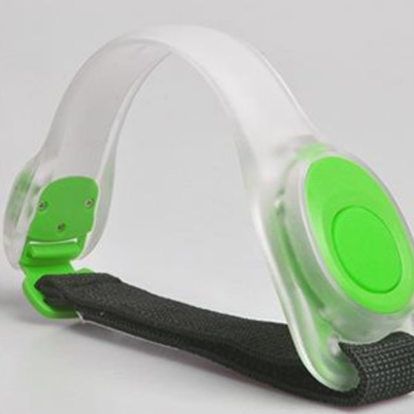 Premium LED Light Up Armband, reflekterande justerbar bärbar silikon löpbältesrem Glöd i mörkret för löpning (grön)