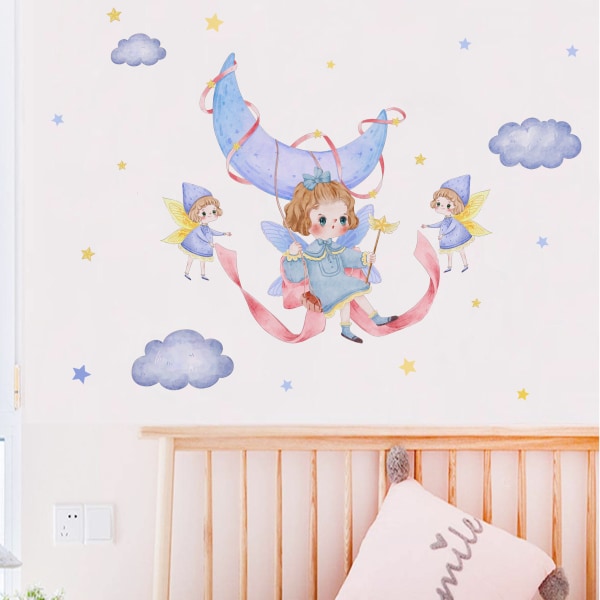 Avtagbara väggdekaler | Moln Måne & Stjärnor Väggdekoration | Dekoration för barn | Pojkar | Tillbehör till sovrum för flickor