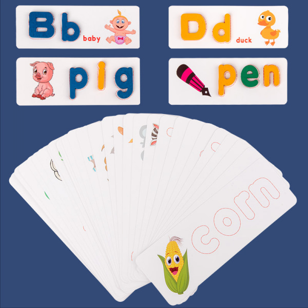 Oikeinkirjoituslelu, Yhteensopiva Flash-kortin kirjaimet Puiset värit ABC-aakkospeli Montessori Esiopetuslahja