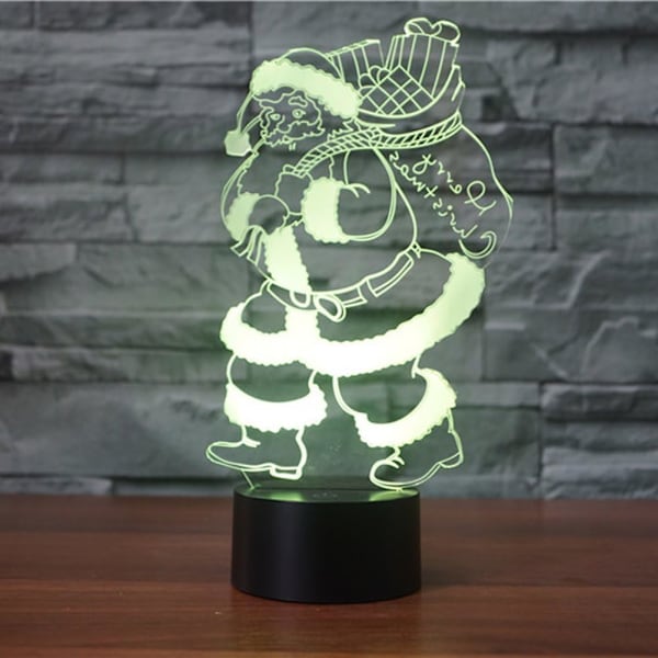 3D Julemand Natlys Bordsklampe Optisk Illusion Lamper 7 Farveskiftende Lys LED Bordlampe Jul Hjem Kærlighed Fødselsdag Børn Børn Dekoration Legetøj Gi