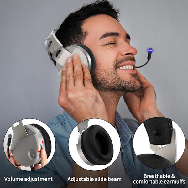 Gaming Headset - 3D Surround Sound-hovedtelefoner, justerbar støjreducerende mikrofon, LED-lys, Xbox One-headset med aluminiumsramme til Nintendo Switch, P