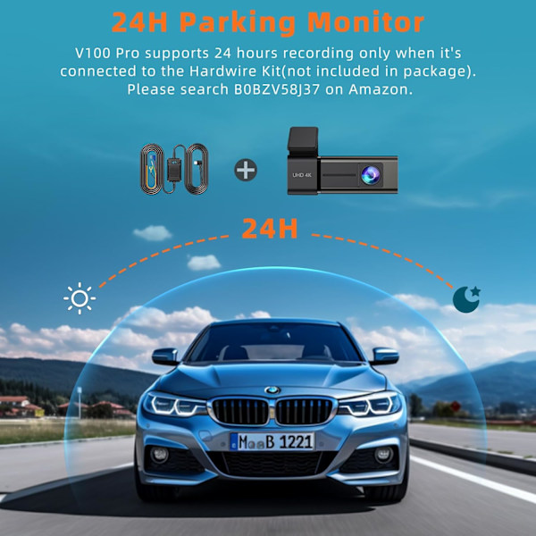 Dash Cam 4K WiFi Front Dash Camera for Cars, Car Camera Mini Dashcams with App, Dashboard Camera with 24H Parking Mode, Night Vision, Loop Recording