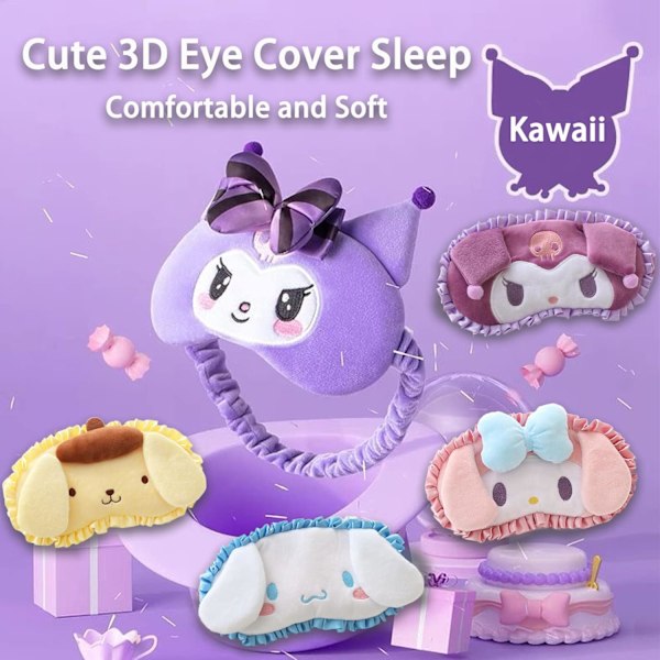 Kawaii Unimaski Tytöille ja Naisille, Söpö Sarjakuva Pehmeä Pehmoinen Silmäsuoja Pääpanta Lasten Silmälaput Syntymäpäivä Joululahjat
